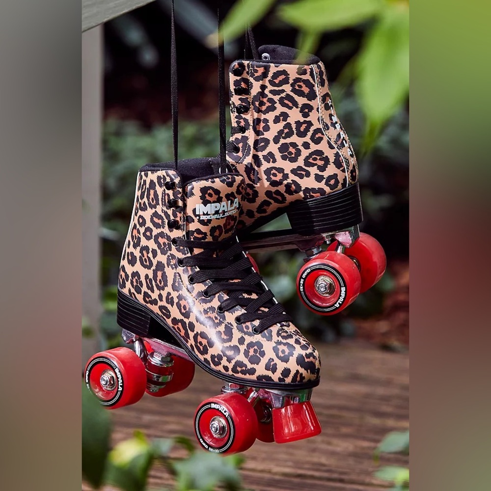 Impala Leopard Print Roller Skate in Red